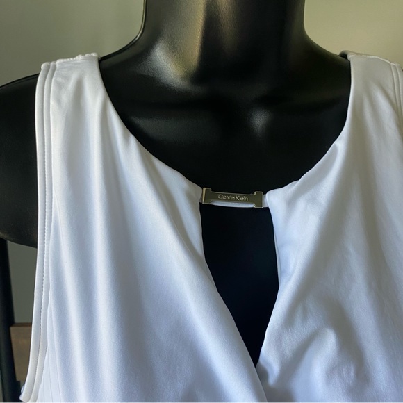 Calvin Klein Women's Tummy Control Panel High Neckline One Piece, Soft White 10 - Picture 2 of 7